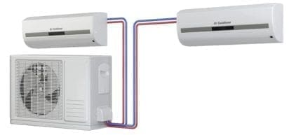 tekening van multi-split airco systeem.